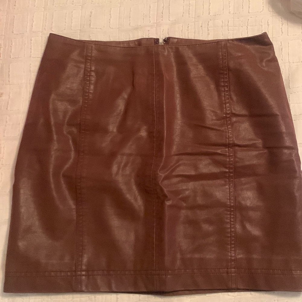 Free people faux leather brown mini skirt
